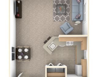 1 Bed 1 Bath One Bedroom End Floor Plan at Oak Shores Apartments, Oak Creek, Wisconsin