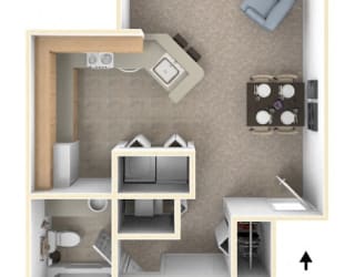 One Bedroom Floorplan at North Pointe Apartments, Elkhart, IN, 46514