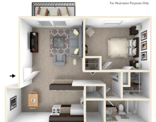 1-Bed/1-Bath, Orchid Floor Plan at Eastgate Woods Apartments, Batavia, 45103