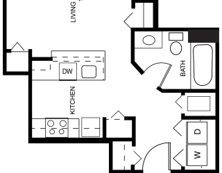 Poppy studio 2D floor plan at Meadowbrooke Apartment Homes in Grand Rapids, MI 49512