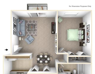 1-Bed/1-Bath, Primrose Floor Plan at Lake in the Pines, Fayetteville, NC, 28311