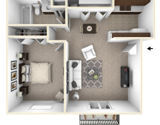 Primrose Floor Plan at The Village Apartments, Michigan, 48393