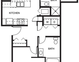Two bedroom 2D floor plan at  at Signature Pointe Apartment Homes, Athens, Alabama