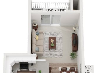 One bedroom floor plan  at Signature Pointe Apartment Homes, Athens, AL, 35611