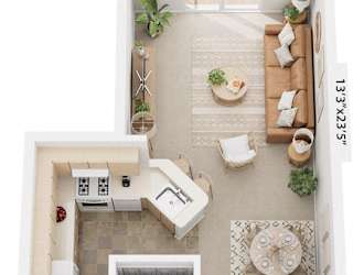 One Bedroom Floor Plan at Stoney Pointe Apartment Homes, Wichita