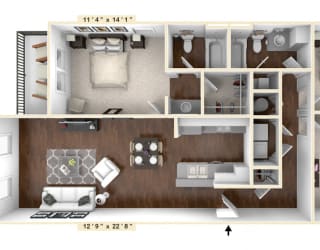 The Lombard - 3 BR 2 BA Floor Plan at The Avenue at Polaris Apartments, Columbus