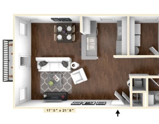 The Madison - 1 BR 1 BA Floor Plan at The Avenue at Polaris Apartments, Ohio