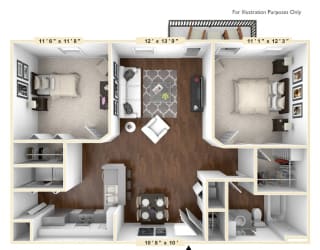 The Meridian - 2 BR 1 BA Floor Plan at The Avenue at Polaris Apartments, Columbus, OH