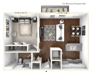 The Park - 1 BR 1 BA Floor Plan at The Avenue at Polaris Apartments, Ohio, 43240