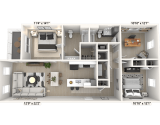 An Aerial View of the Presidential Floor Plan  at Alexandria of Carmel Apartments, Carmel