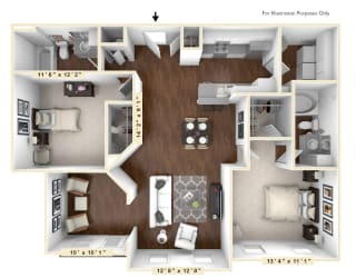 The Rodeo - 2 BR 2 BA Floor Plan at The Avenue at Polaris Apartments, Columbus, Ohio