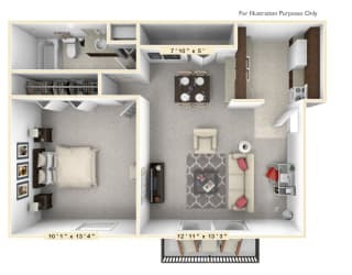 The Sunset -1 BR 1 BA Floor Plan at Scarborough Lake Apartments, Indianapolis