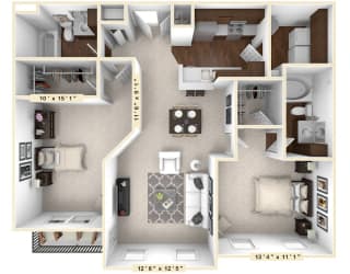 The Sunset - 2 BR 2 BA Floor Plan at The Avenue at Polaris Apartments, Columbus, 43240