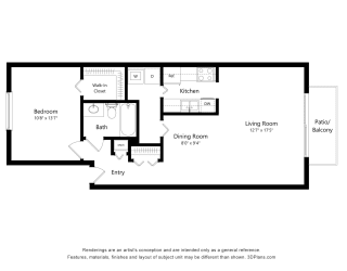 Baneberry Floor Plan at Timberlane Apartments, Peoria, Illinois