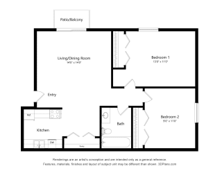 Marigold Floor Plan at Timberlane Apartments, Peoria