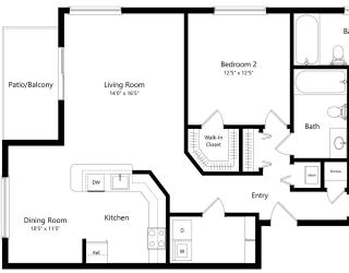 a floor plan of a houseat The Harbours Apartments, Clinton Twp, MI, 48038