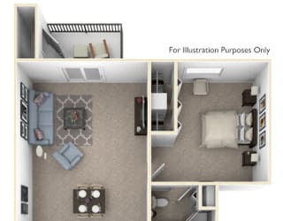 2 Bed 2 Bath Two Bedroom, Two Bath Floor Plan at Pine Knoll Apartments, Michigan, 49014