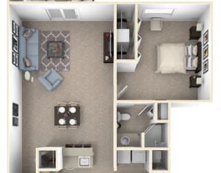 2 Bed 2 bath Two Bedroom Floor Plan at Oak Shores Apartments, Wisconsin