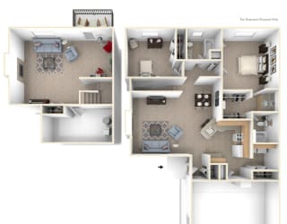 Two Bedroom Ranch Floorplan at Gull Prairie/Gull Run Apartments and Townhomes, Michigan
