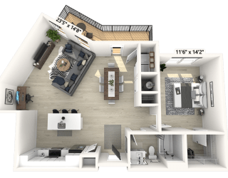 1 bed 1 bath E at Luxe 360 on Centerpointe Apartments, Virginia