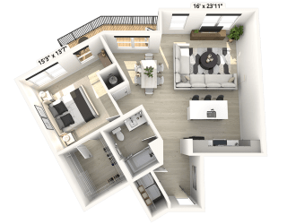 1 bed 1 bath F at Luxe 360 on Centerpointe Apartments, Virginia, 23114