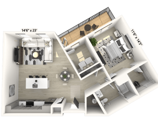 1 bed 1 bath B at Luxe 360 on Centerpointe Apartments, Midlothian, 23114