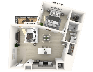 1 bed 1 bath C at Luxe 360 on Centerpointe Apartments, Midlothian, Virginia