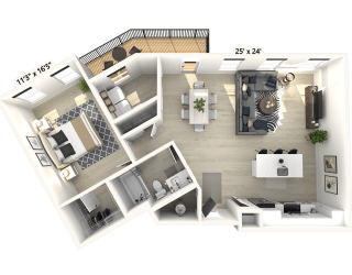 1 bed 1 bath D at Luxe 360 on Centerpointe Apartments, Midlothian