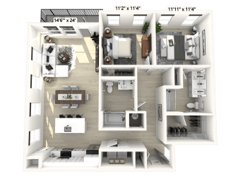 2 bed 2 bath C at Luxe 360 on Centerpointe Apartments, Midlothian, Virginia