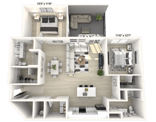 2 bed 2 bath D at Luxe 360 on Centerpointe Apartments, Midlothian