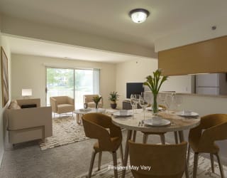 Malva Living and Dining Room  at Westlake Apartments, Belleville, MI, 48111