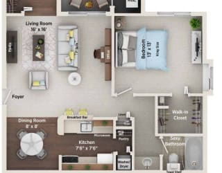 A Floor Plan at Village Club on Franklin, Southfield