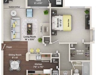 A1 Floor Plan at Village Club on Franklin, Michigan