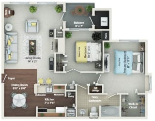 B1 Floor Plan at Village Club on Franklin, Southfield Michigan