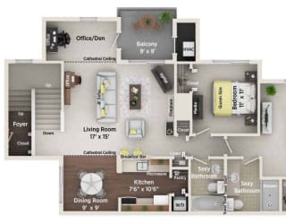 C1 Floor Plan at Village Club on Franklin, Michigan