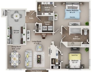 B Floor Plan at Regents Club of Troy, Troy, MI 48084