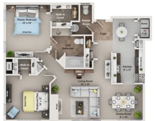 B1 Floor Plan at Regents Club of Troy, Michigan, 48084