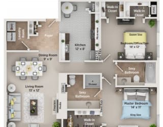 C Floor Plan at Regents Club of Troy, Troy, MI
