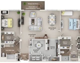 C1 Floor Plan at Regents Club of Troy, Troy, 48084