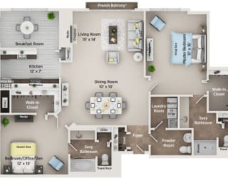C2 Floor Plan at Regents Club of Troy, Troy Michigan