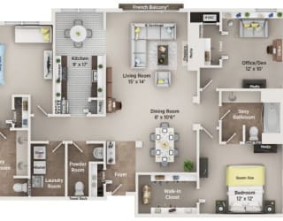 D Floor Plan at Regents Club of Troy, Michigan