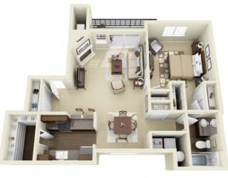 1 bed 1 bath 775 sqft Floor Plan at Lakemont Orchard, Washington