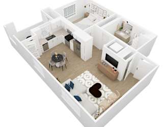 Ravine Floor Plan Image - 1 Bed 1 Bath - 673 sqft