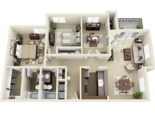 2x2 plus den 1025 sqft Floor Plan at Lakemont Orchard, Issaquah