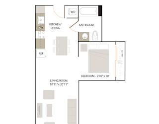 A1.2 floor plan - 1 bed 1 bath at The Union Flats, California, 94587