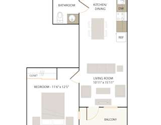 B1.1 floor plan - 1 bed 1 bath at The Union Flats, Union City