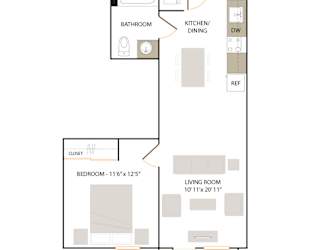 B1.2 floor plan - 1 bed 1 bath at The Union Flats, Union City