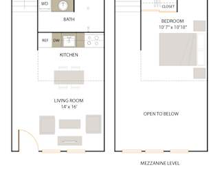 D1 floor plan - 1 bed 1 bath at The Union Flats, Union City, CA, 94587
