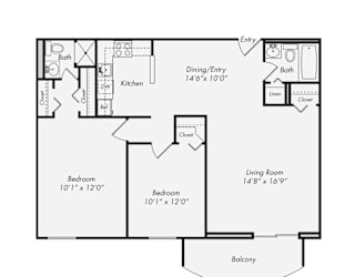 Floor Plan Two Bedroom Two Bath Apartment