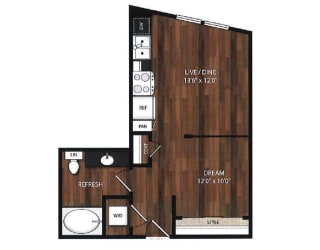 Main Street Flats Apartments Phase II Studio B Floor Plan
